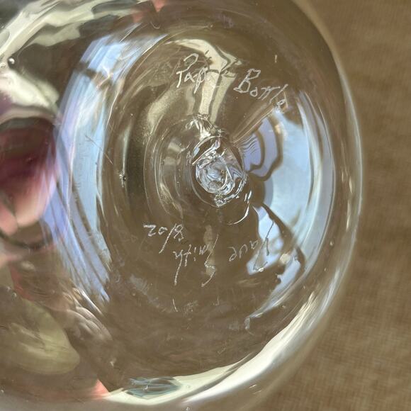 Dave Smith Signed Studio Glass “Papa’s Bottle” Handblown Clear Art Glass 8/02 - Picture 5 of 5
